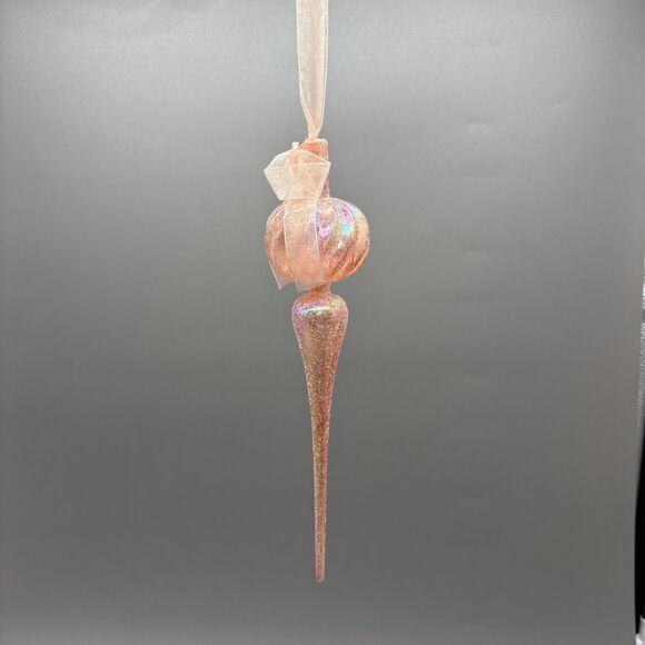 Shatterproof Finial Christmas Ornaments Glitter Iridescent Plastic Icicle 12" - Picture 3 of 10